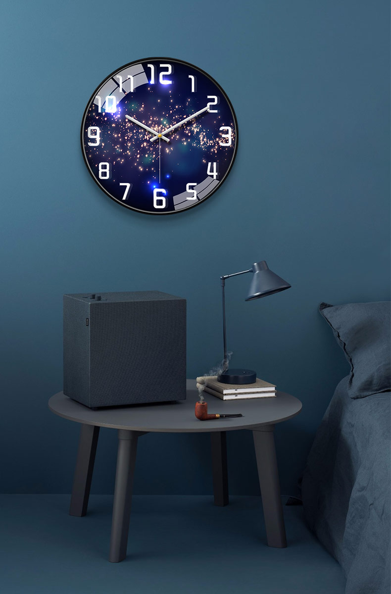 Momen Wall Clock, Creative Bedroom Timepiece, Home Living Room Wall-Mounted Clock without Drilling, Galaxy Quartz Clock, 36cm 5