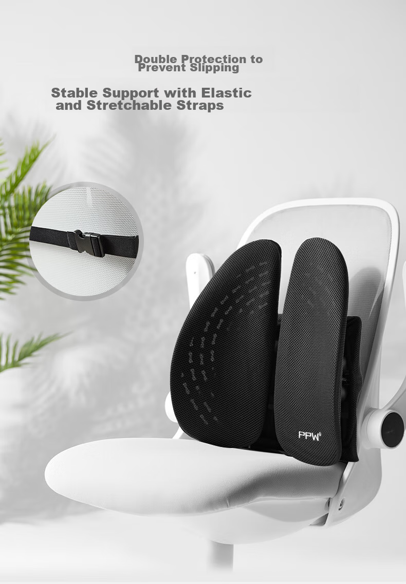 PPW Lumbar Support, Ergonomic Back Cushion for Chair And Car, Waist Pillow, Spine Protection, Breathable Office Backrest 9
