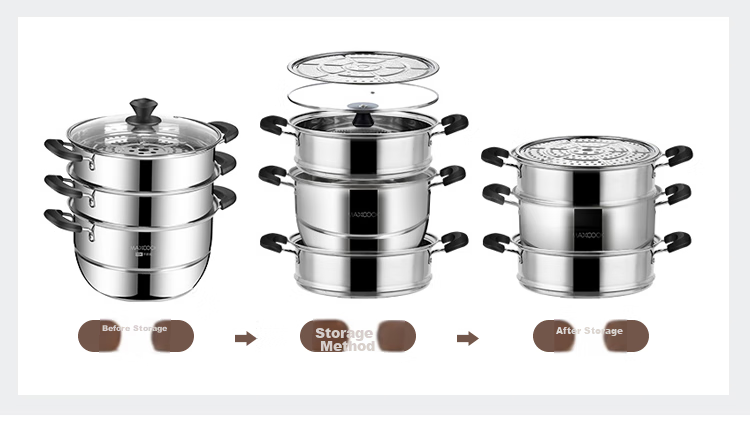 MAXCOOK 304 Stainless Steel Steamer Pot, 26CM Three-Layer Composite Bottom, Compatible with Gas Stove And Induction Cooker 12