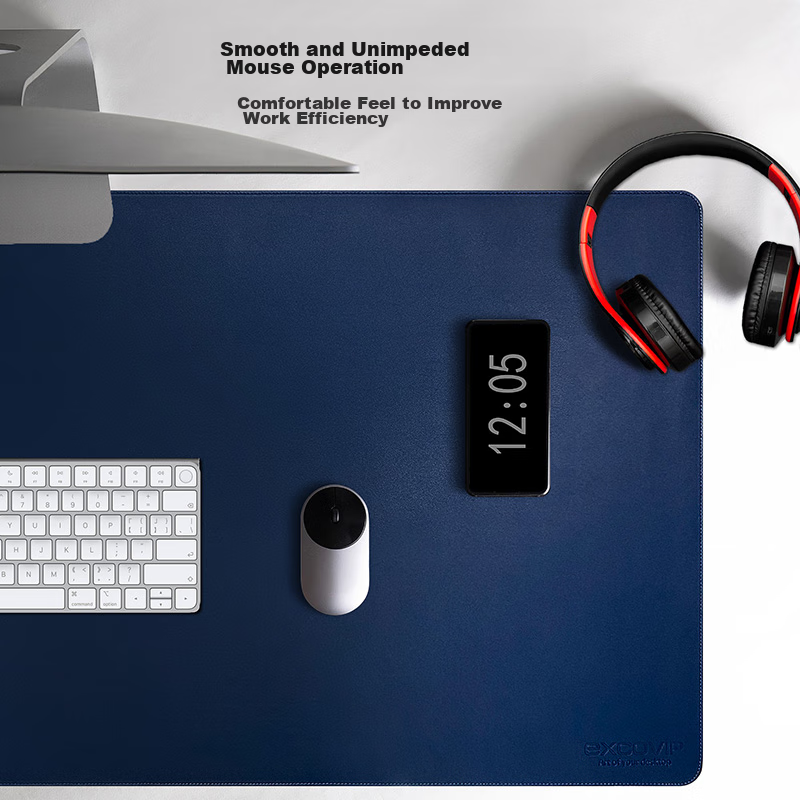 EXCO 1.2-Meter Cork Waterproof Leather Mouse Pad, Extra Large Computer Desk Mat, Leather Table Cover, Oversized Gaming Keyboard Pad, Charm Blue 9779 5
