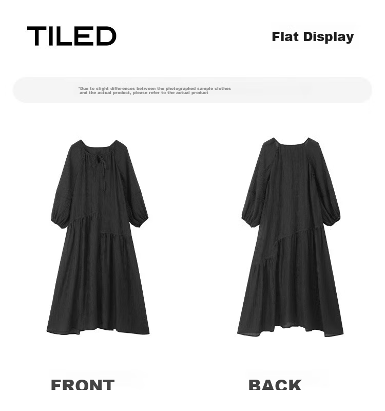 Dme [French-Style Dress] Romantic Elegant Fair-Complexion Easy Vacation Style Wrinkled Textured Dress for Wome 17