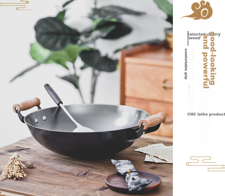 Dianjiang Wok, Iron Pan, Large Size, Uncoated, Cooking Pot for Home Use, Round Bottom Cast Iron Pan, Deep, Suitable for Gas Stove, 40cm 7