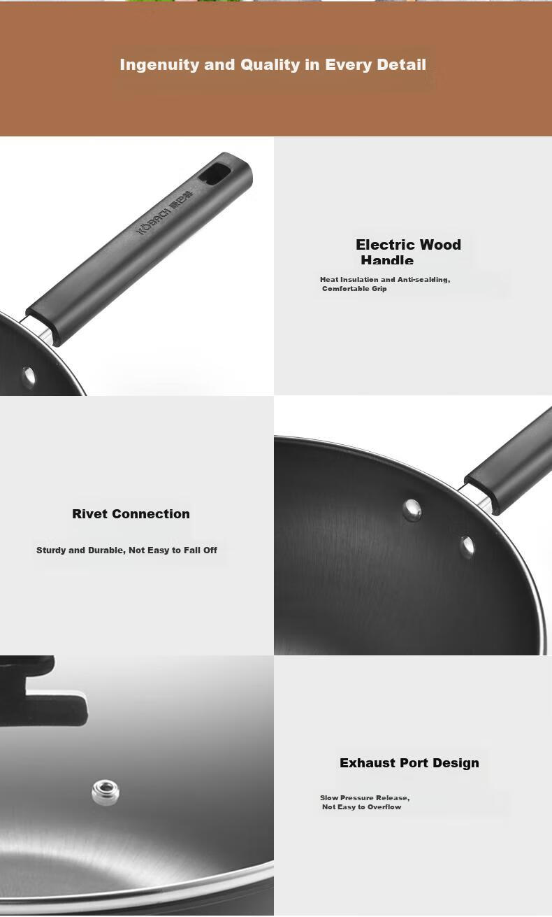 KOBACH Iron Wok without Coating, Low-Smoke Cooking Pan for Home Use, 32cm Jianjiu Series, Compatible with Induction And Gas Stoves 13