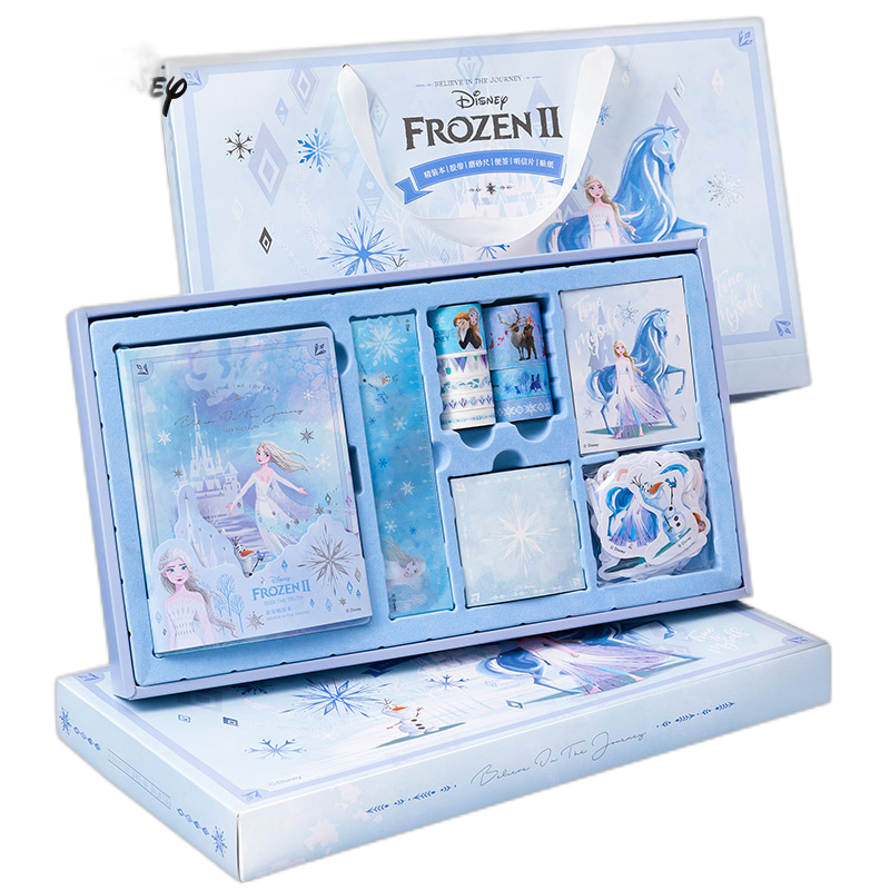 Disney Stationery Notebook, Journal, Gift Box, High-Quality Notebook, Children's Birthday Gift, Elsa Princess Light Blue, for Girls Aged 10-12