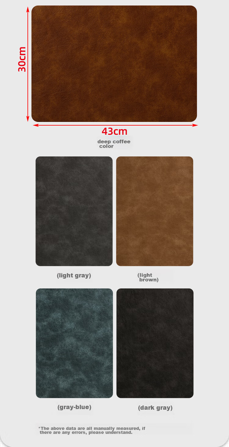 Banwushenghuo Luxury Leather Placemat, High-End Rectangular Table Mat for Western Cuisine, Steak Placemat, Waterproof, Oil-Proof, Heat-Resistant Mat 5