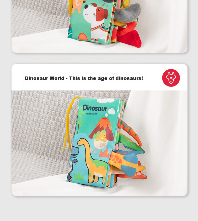 Beiboshi Babybox Early Education Infant Toy for 0-6 Months, Baby-Safe Chewable And Washable Animal Tail Cloth Book 8