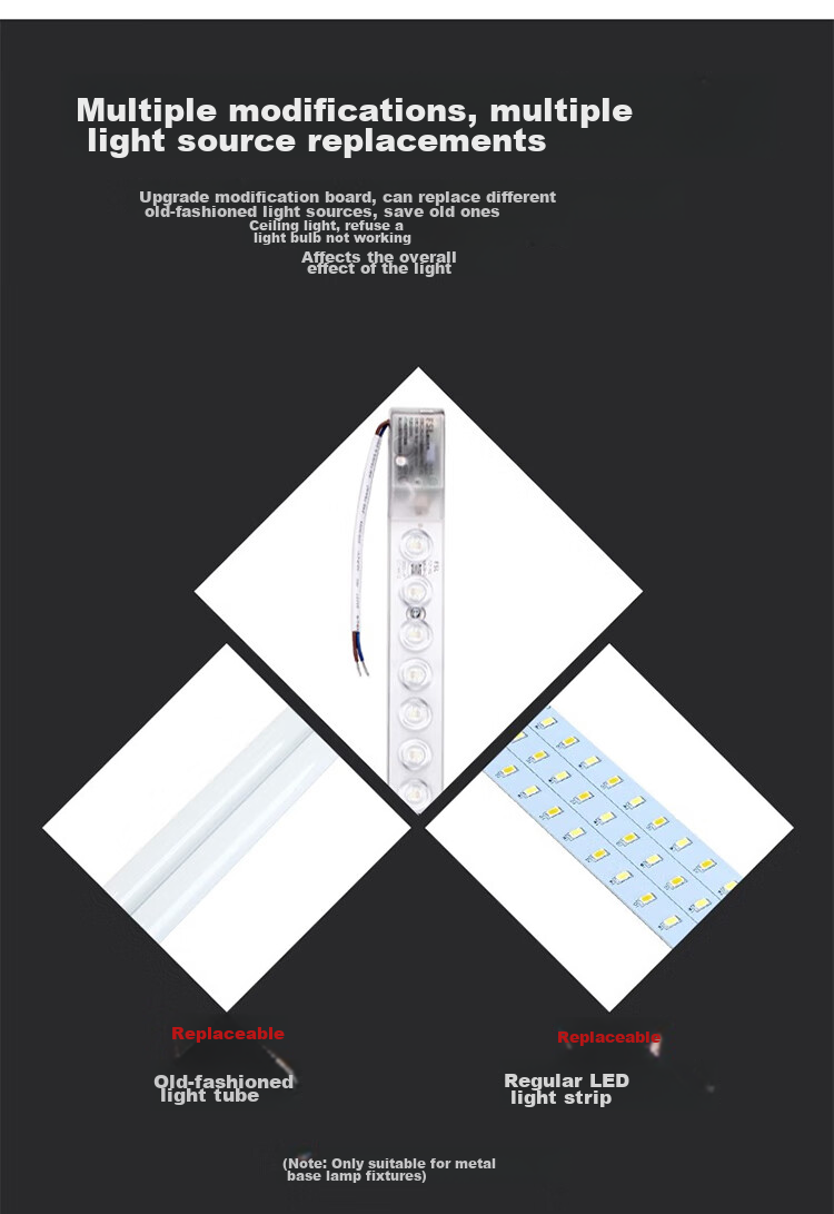 Foshanzhaoming LED Strip Light Panel Ceiling Light Core Replacement H-Tube Color Adjustment 24W (Can Be Connected in Parallel) 2