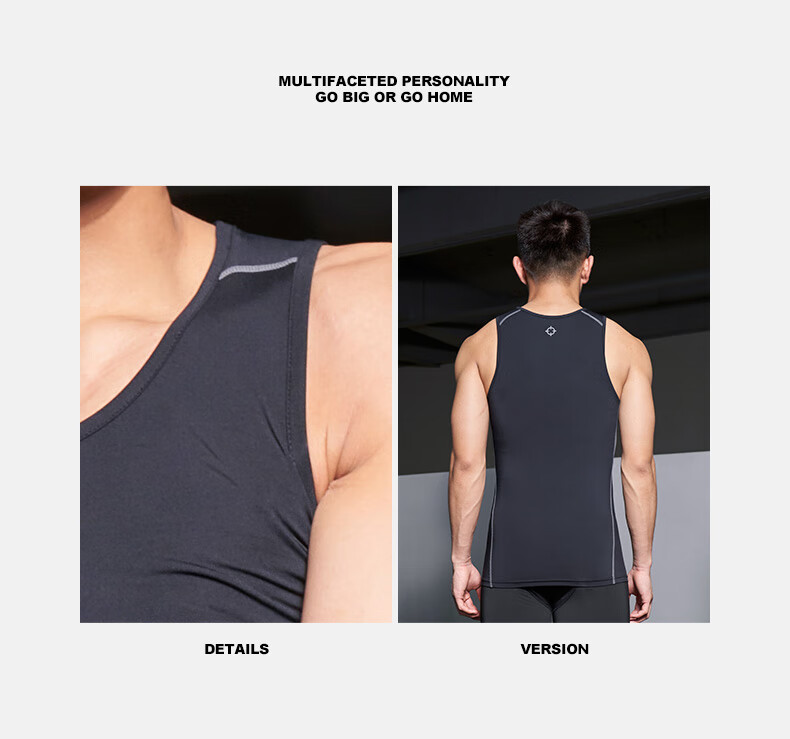 RIGORER Summer Breathable Quick-Dry Training Fitness Sleeveless Compression Shirt Z121210603 Pure Black L 15