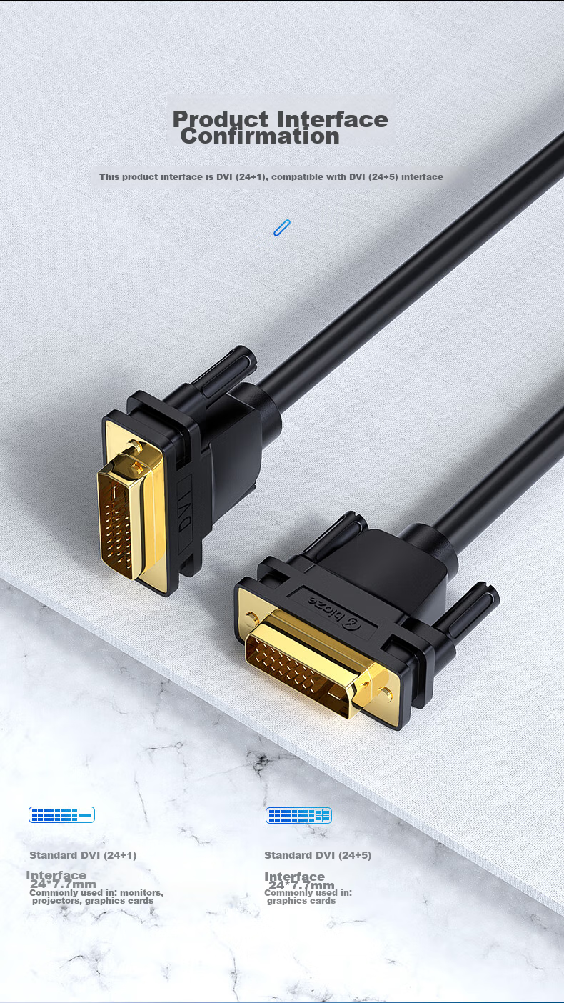 BIAZE DVI Cable, 3 Meters, DVI24+1 Converter Cable, DVI-D Male to Male 1080P Digital HD Cable, Computer Monitor Video Cable, XL5 2
