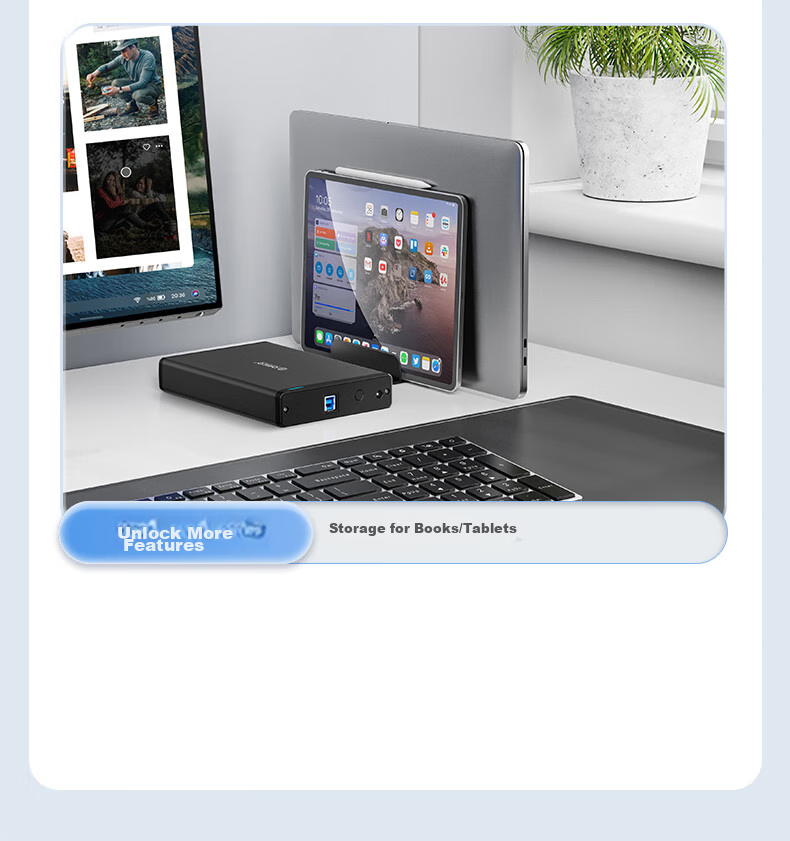 ORICO External Hard Drive Enclosure USB3.0 3.5-Inch Hard Drive Dock Desktop Mechanical Hard Drive Case SATA Serial SSD External Enclosure Shell Black 7688U3 7