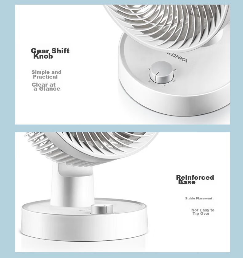 KONKA Electric Fan, Home Air Circulator Fan, Remote Control Fan, Small Desktop Fan, Table Fan, Energy-Efficient, High Air Volume, Oscillating, Quiet AC Fan, Fixed Frequency Electric Fan, KF-XH2002Y 16