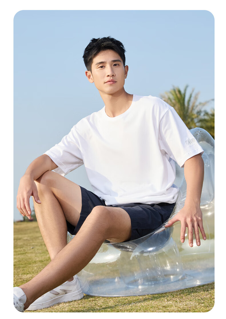 QIAODAN Short-Sleeve T-Shirt, Unisex Style for Men And Women, New Summer Release, Breathable Thin Fabric, Solid Color Undershirt, Couple's Wear 5