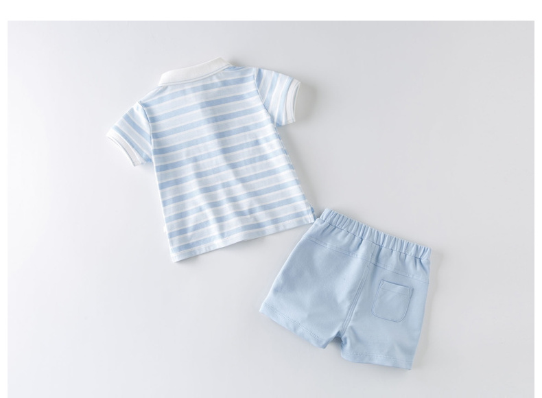DAVE & BELLA Boys' Summer Sportswear Set, Stylish Little Gentleman Outfit for Baby Boys, DBH13656 Blue Striped 73cm 16