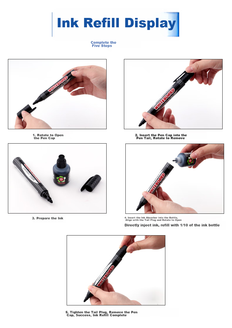 BAOKE MP399 Whiteboard Markers, Black Ink, Office Stationery for Meetings And Teaching, Refillable, 24 Pieces Per Box 7