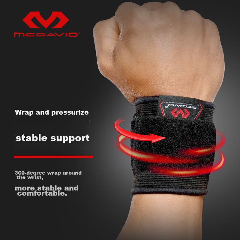McDavid Basketball, Badminton, Tennis, Fitness Wrist Support, Breathable Bandage, Compression Wristband for Men And Women, 513 Black S/M