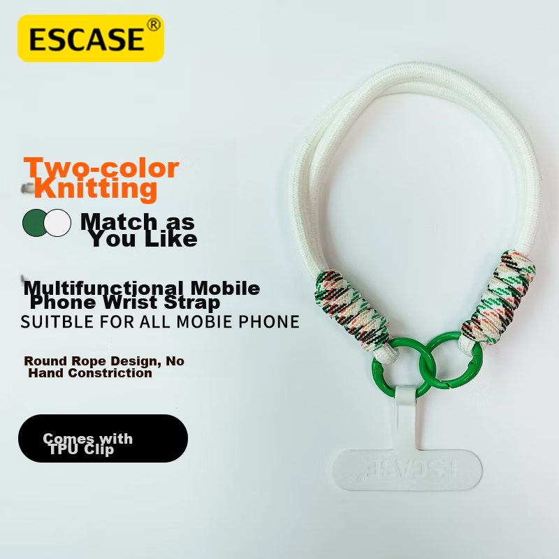 ESCASE Phone Lanyard Woven Wrist Strap Anti-Theft Handheld Anti-Loss Pad Anti-Drop for Men And Women Outdoor Use IPhone 17 Apple Huawei Mate 80 Xiaomi 17 MO70 Milk White