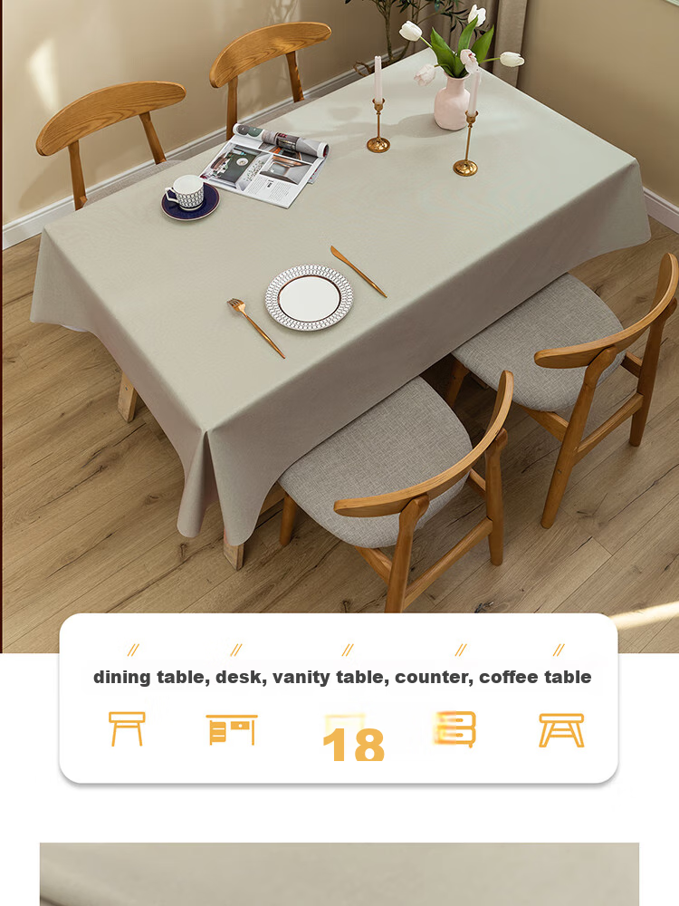 Mihua Tablecloth, Waterproof, Oil-Proof, Heat-Resistant, High-Temperature PVC Placemat for Dining Table, TV Cabinet, Coffee Table, Desk Pad, 1.4*1.6 9
