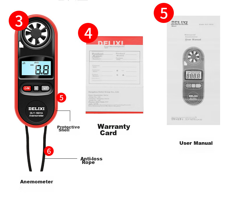 DELIXI ELECTRIC Anemometer, High-Precision Wind Speed Measurement Instrument, Air Volume Meter, Wind Speed Sensor, Handheld 18