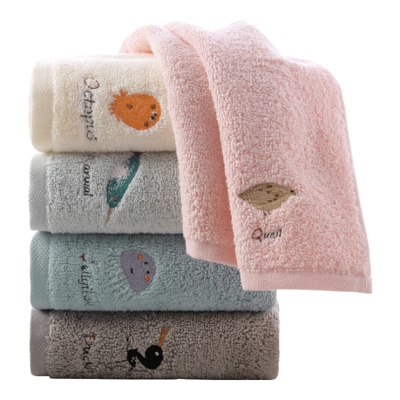KING SHORE Class A Pure Cotton Face Towel, Children's Towel, 100% Face Cloth, Women's Towel, Ins Embroidered, 5-Pack