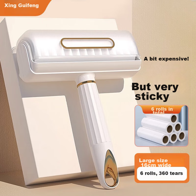 Guifeng 16cm Large Lint Roller (1 Roller + 6 Rolls), Dust Removal Pet Hair Removal Brush, Clothes Lint Remover Roll Paper