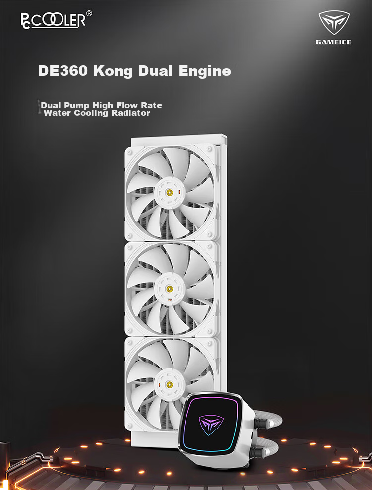 PCCOOLER DS360 Display, Black All-In CPU Liquid Cooler, Temperature Display/2.4-Inch IPS LCD Screen/ARGB Water Block/Supports 1700/AM5 1