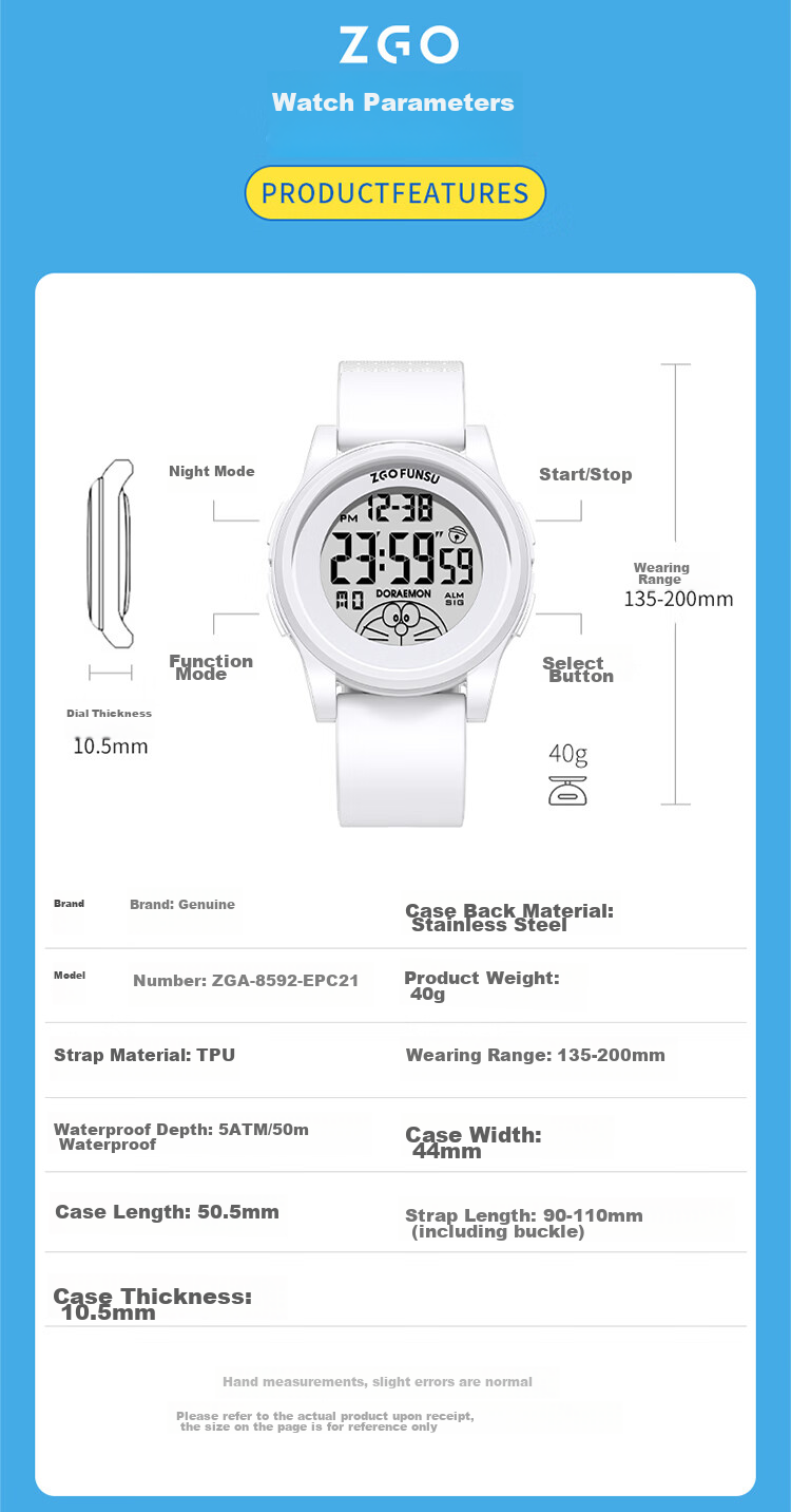 ZGO Doraemon Children's Electronic Watch for Boys, Middle And Elementary School Students, Teenagers, Time-Telling Watch, Birthday Gift 8555 14