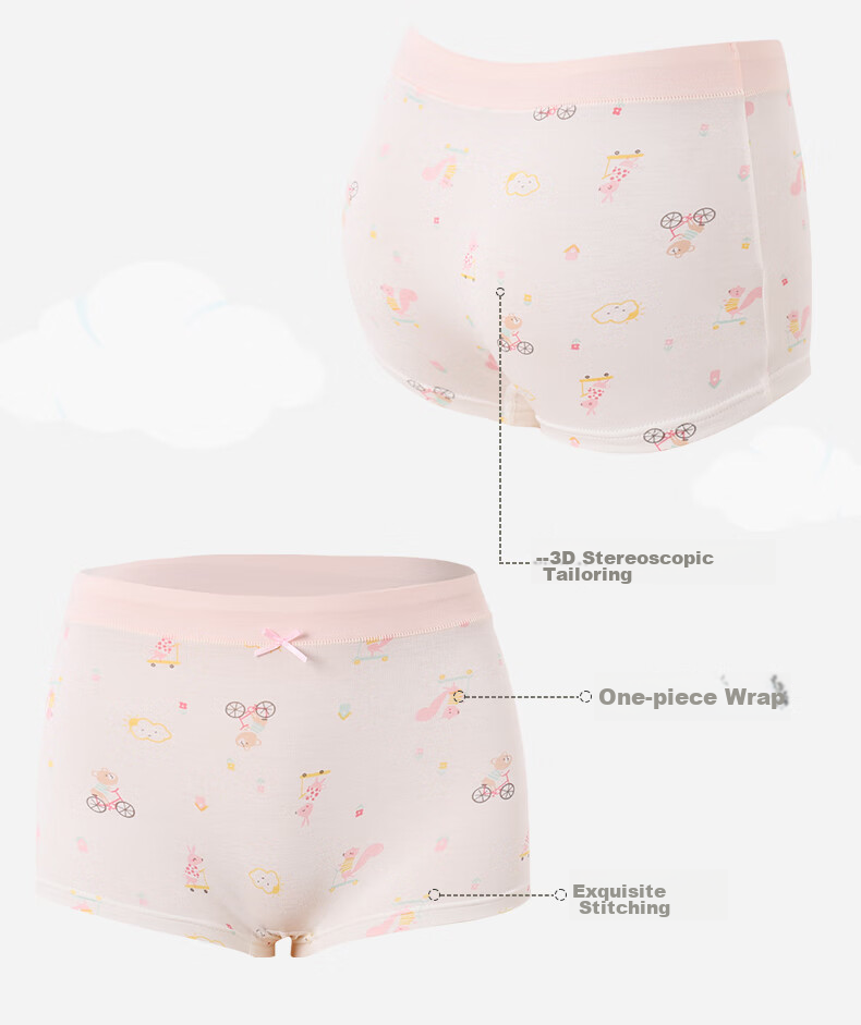 Langsha Children's Underwear, Girls' Student A-Class Cotton Mid to Big Kids Boxer Briefs, Girls' Youth Printed Boyshorts 10