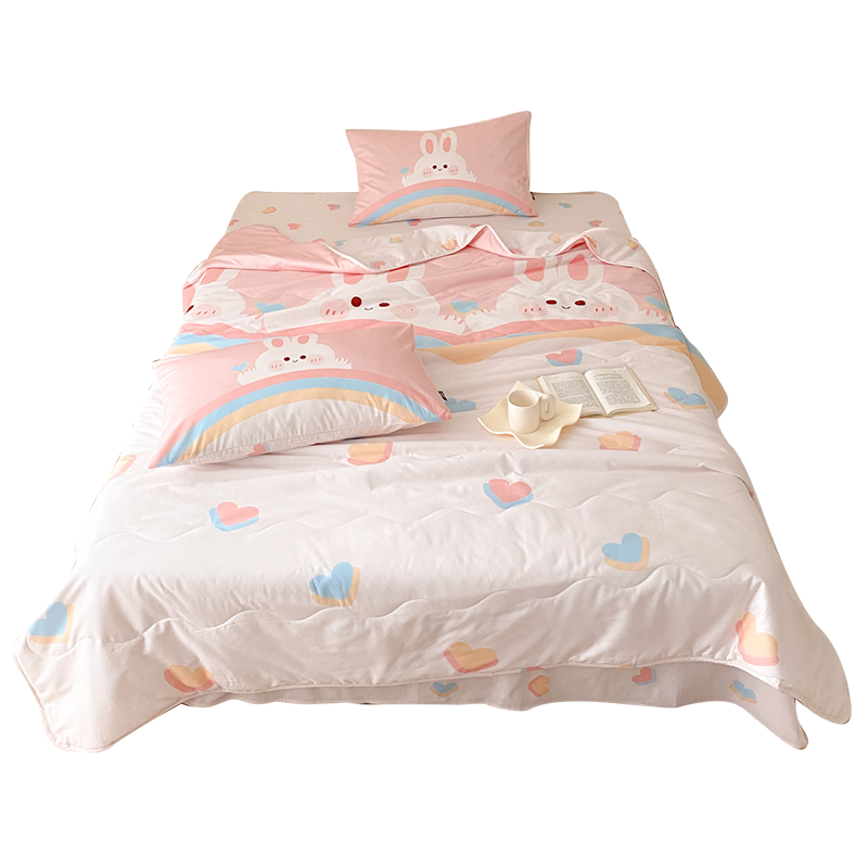 Dohia Pure Cotton Summer Thin Quilt, Summer Cartoon Double Bed Quilt, Summer Cool Quilt, Air Conditioning Quilt, 1.8m Bed, 229*230cm