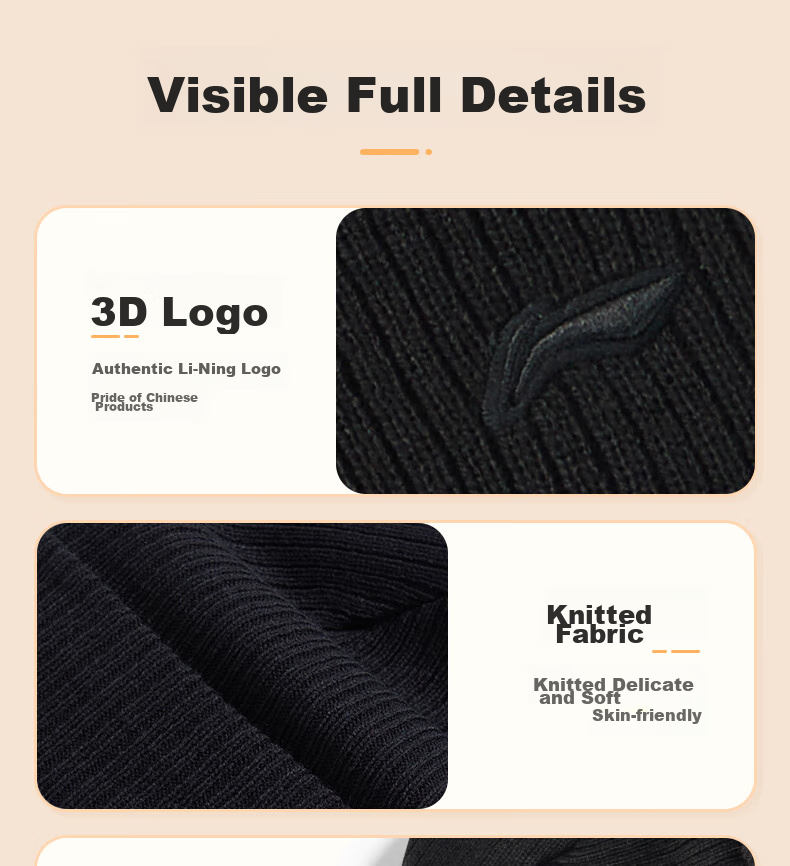 Li-Ning Ski Hat, Autumn And Winter Knitted Cold Cap, Ski Helmet, Warm Elastic Soft Versatile Fleece Hat, Deep Floral Gray 21