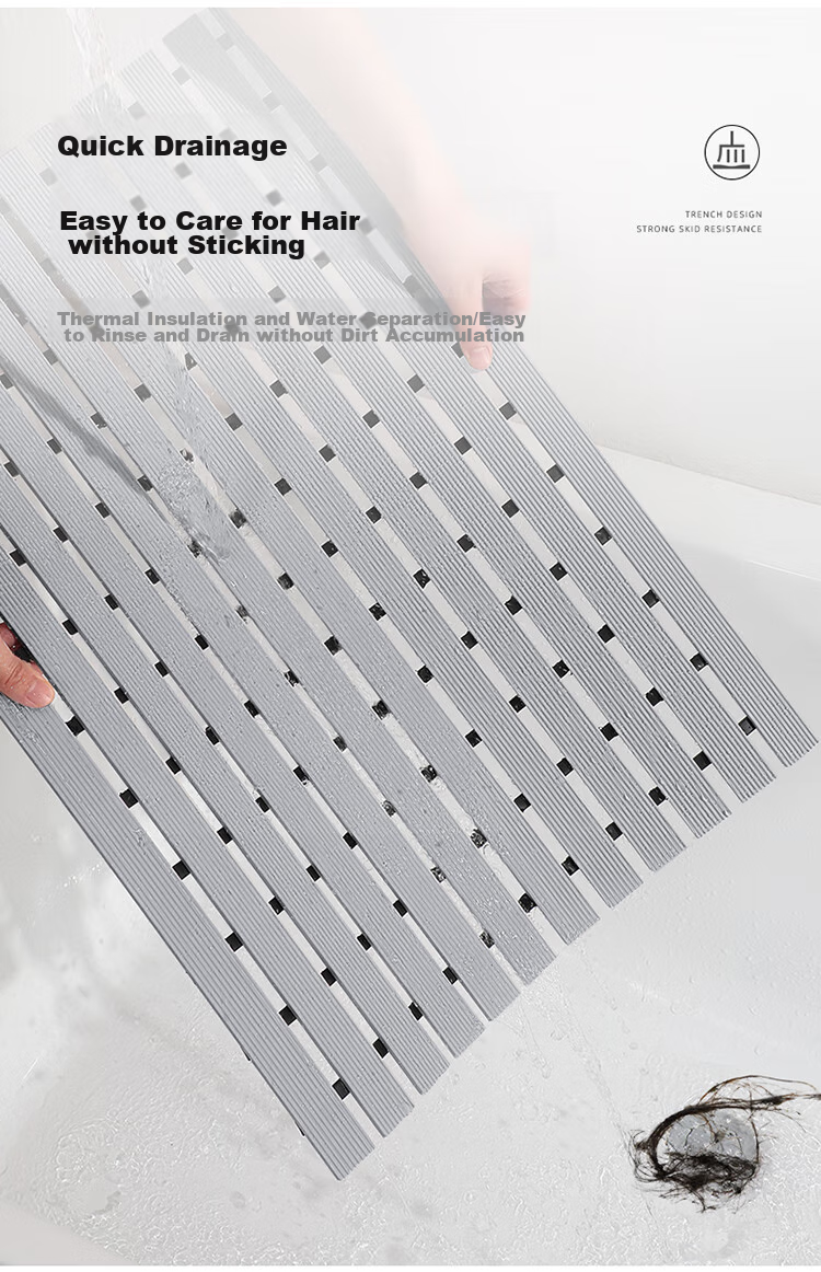 Huaxu Household Bathroom Non-Slip Mat, Shower Room Bathing Area Anti-Fall Floor Mat, Bathroom Washroom Toilet Water Barrier Waterproof Hollow Desig 14