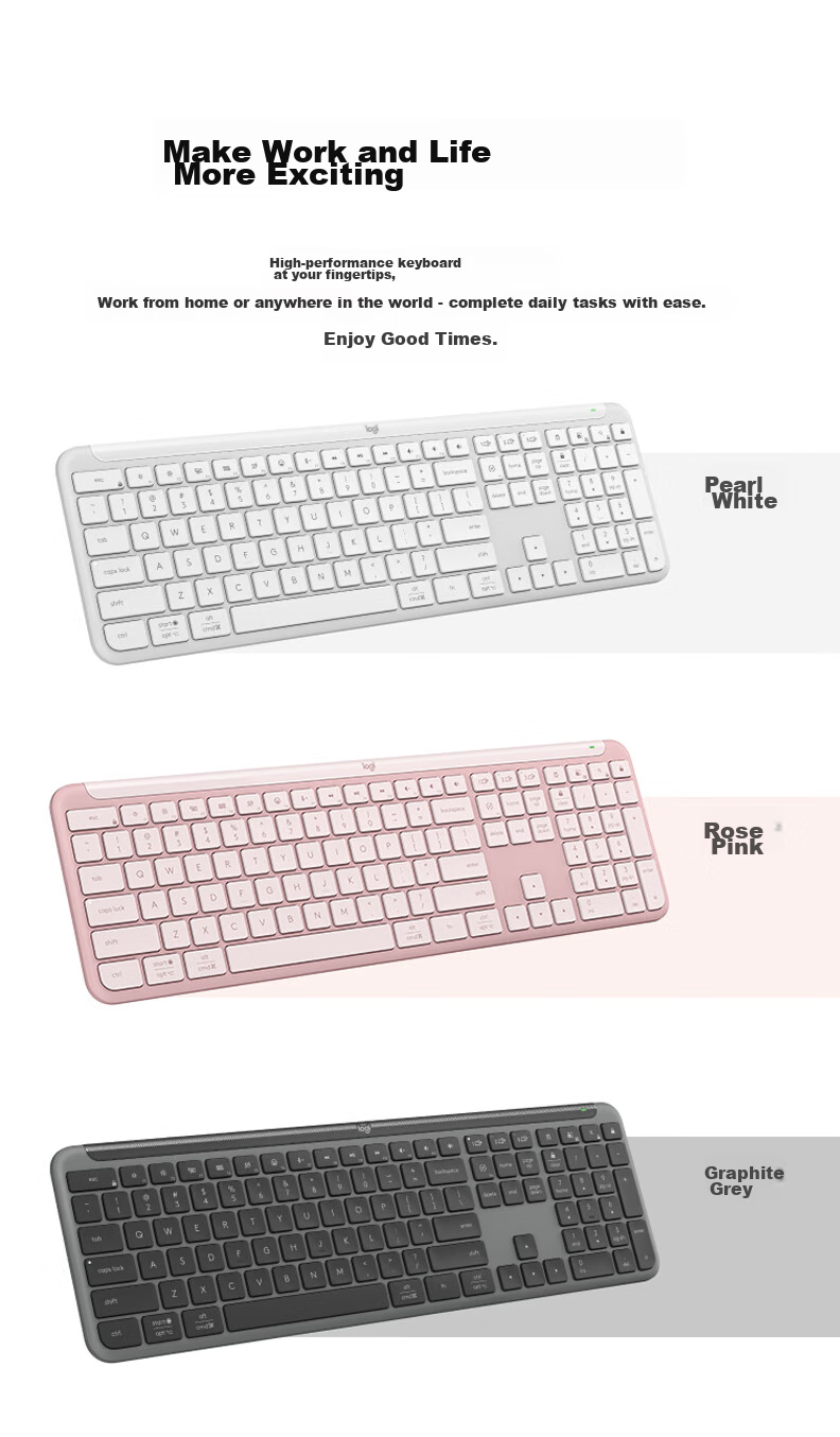 Logitech K950 Keyboard, Bluetooth Keyboard, Office Keyboard, Wireless Keyboard, Portable Ultra-Thin Keyboard, Premium Series, Three-Device Switching, White 2