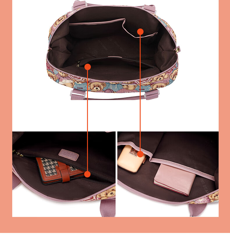 Xiaoxiongyilian Travel Bag, Original Niche Design, Shoulder Crossbody Handheld Large Capacity, Casual Canvas Fashion Trolley Functional Bag for Wome 10