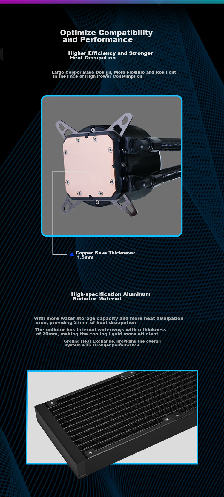 SAMA Second Generation XW360-PLUS Fanless Black All-In 360 Water Cooling CPU Cooler (2.8-Inch Large Round LCD Display) 5