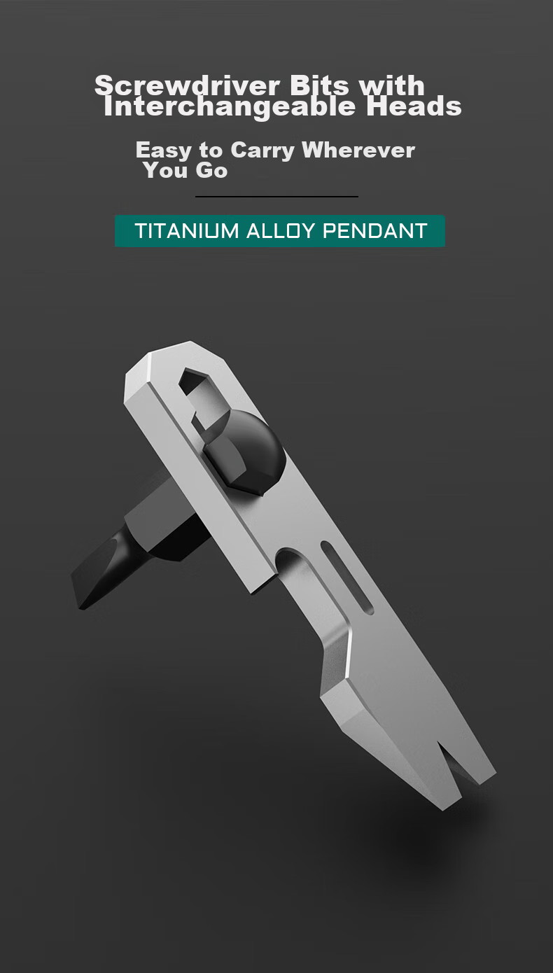 YORA Titanium Alloy Keychain Pendant, Pry Bar, Mini Multifunctional Bottle Opener, Wrench, Package Opener, Small Tool, EDC 7