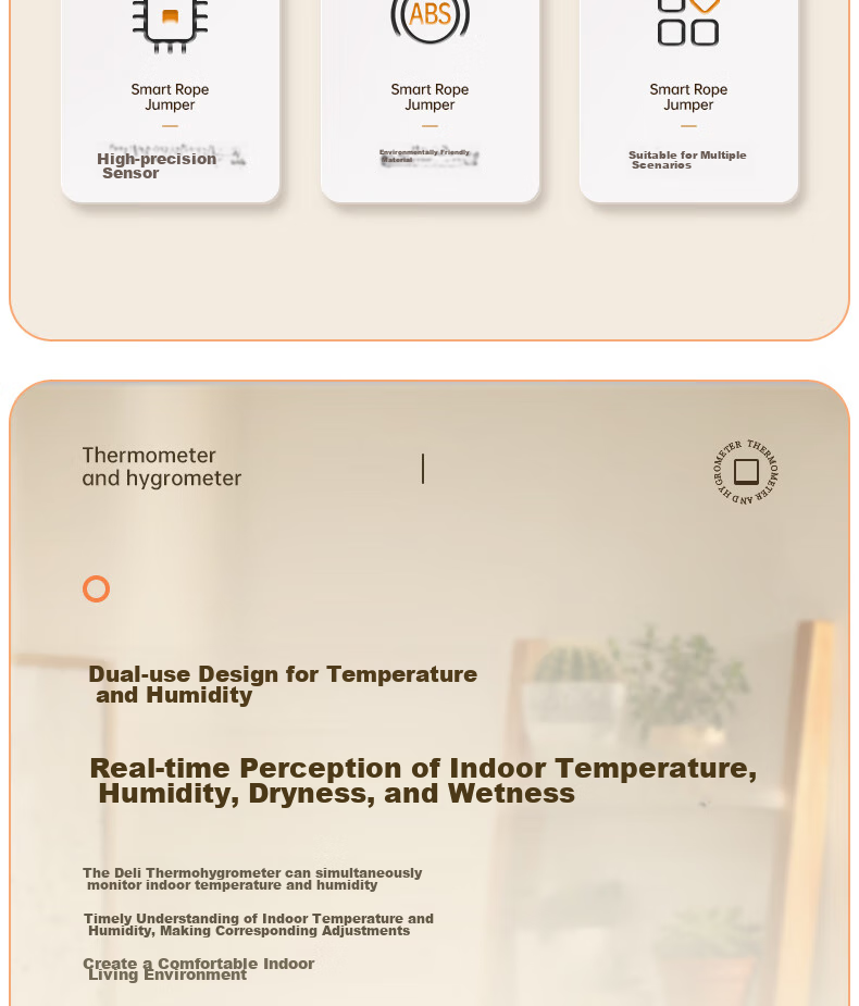 Deli Indoor Temperature And Humidity Meter, LCD Electronic Thermometer And Hygrometer, Gift for Elderly And Children, Birthday Present with Backlight Function, Baby Room Office Supplies, White LE501-WH 5