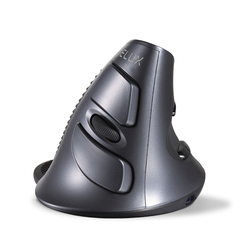 Delux (DeLUX) M618G DB Ergonomic Vertical Mouse, Wireless Bluetooth Mouse for Office Use, Detachable Palm Rest, Rechargeable, Black And Gray