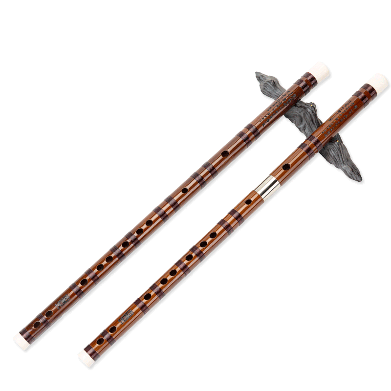 HAMDUN Double-Ended White Copper E-Key Professional Bitter Bamboo Flute Performance Transverse Flute Two-Section Professional Grading Ethnic Wind Instrument
