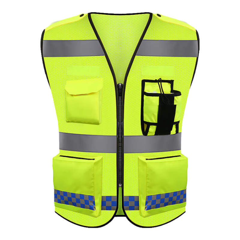 Zhuante Reflective Mesh Leadership Vest Multi-Pocket Multifunctional Road Construction Safety Breathable Vest Custom Large Mesh Yellow (No Printing) [Jingcang Warehouse]