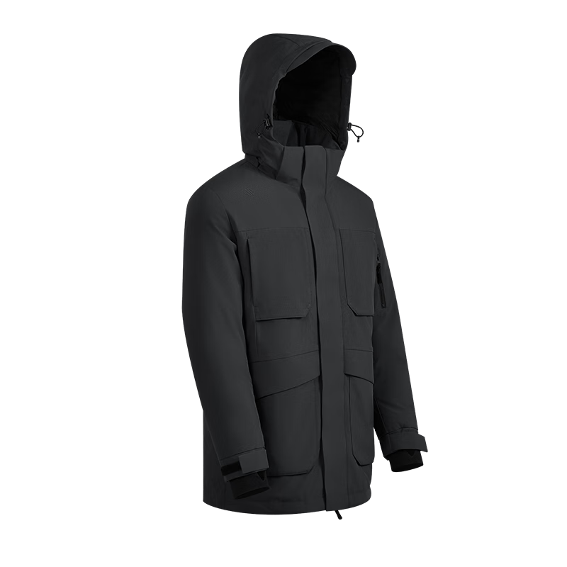 JD Original down Jacket for Men, Short Hooded Ski Coat, Parka Style Outerwear, New Clothing Gift, Black, Size L