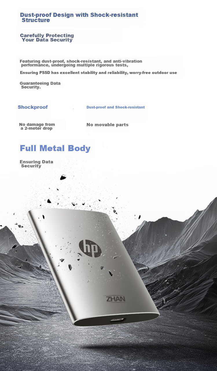 HP 1TB Portable SSD, 2000MB/s High-Performance Read/Write, Type-C, Portable for Business Travel, High-Speed Transfer, External Phone Direct Connection Mini Hard Drive, Blue 12