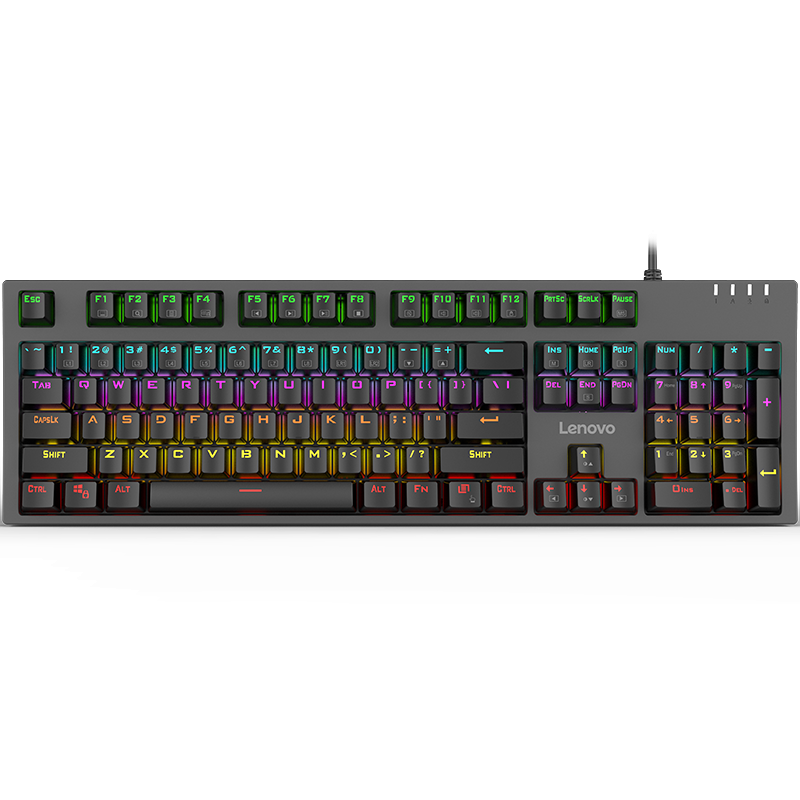 Lenovo K104 Wired Mechanical Blue Switch Keyboard with RGB Lighting Effects, Compatible with Lenovo Legion R9000P/Y7000 Gaming And Office Use, 104 Keys, PUBG Keyboard, Black Blue Switch
