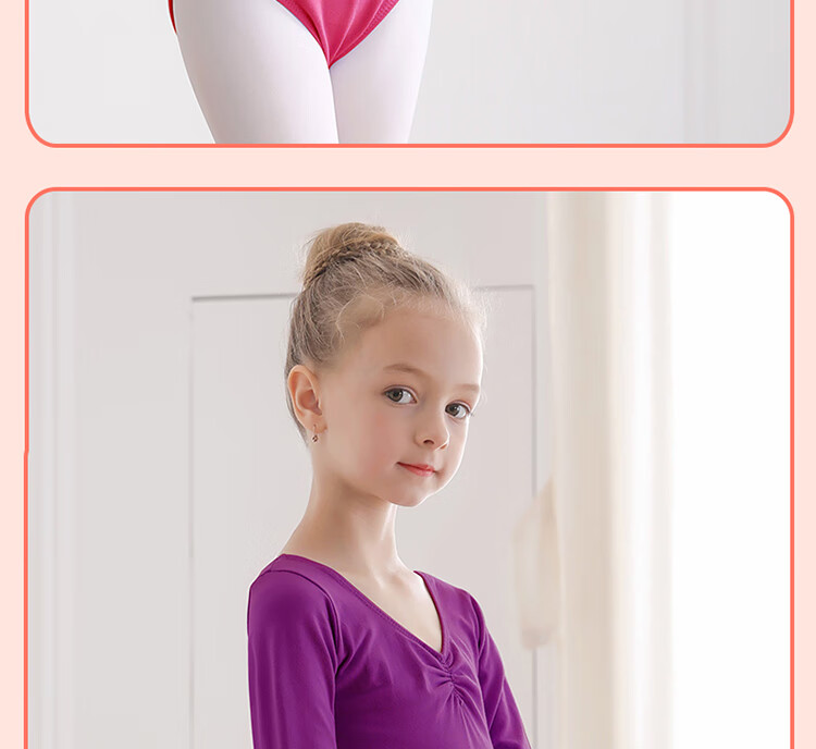 Aiwuge Children's Dance Leotard, Girls' Ballet Practice Outfit, Long-Sleeve One-Piece Dance Costume for Girls, Exam Uniform, Size 130 17