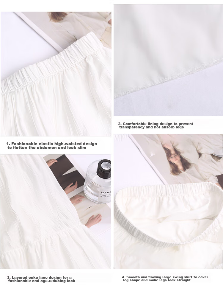 LangSha White A-Line Skirt for Women, Spring And Summer Lightweight High-Waist Pleated Cake Skirt, Elegant Ballet Long Skirt for Wome 11