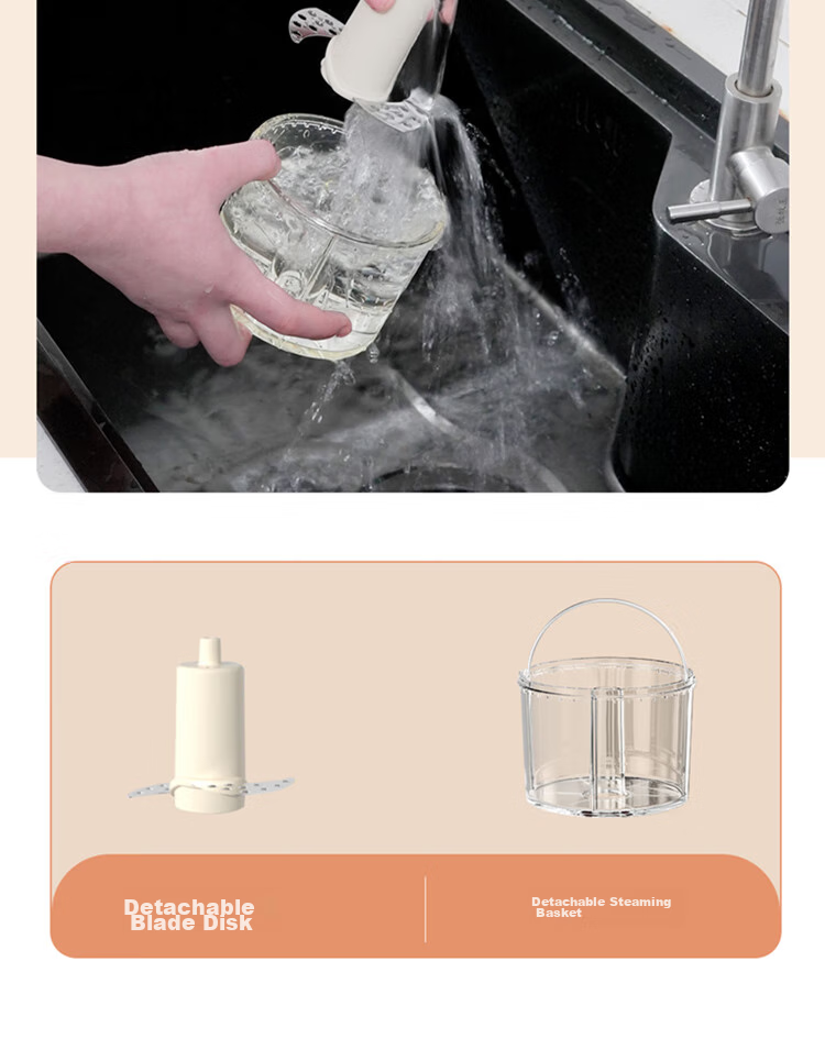 GUGE German Fully Automatic Food Processor Baby Food Maker Stainless Steel Blades Steam Cooking Mixing All-In Multifunctional Household Grinder Food Processor GG658 Gree 19