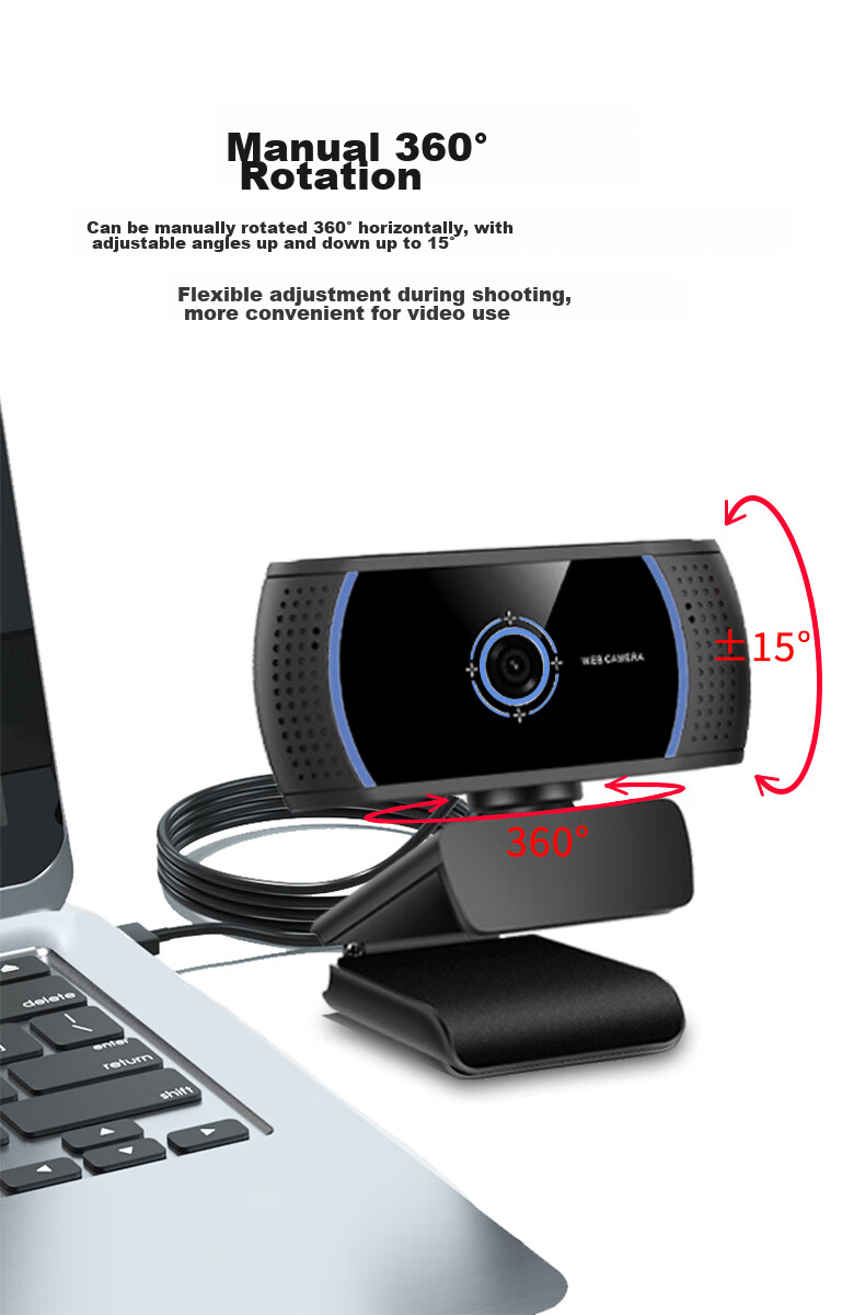 GESOBYTE C305 1080P Wide-Angle HD Webcam for Live Streaming, Video Calls, Conferences, Online Teaching, Home Use, Exams, Research, Note-Taking, Desktop External USB Plug-And Microphone 8