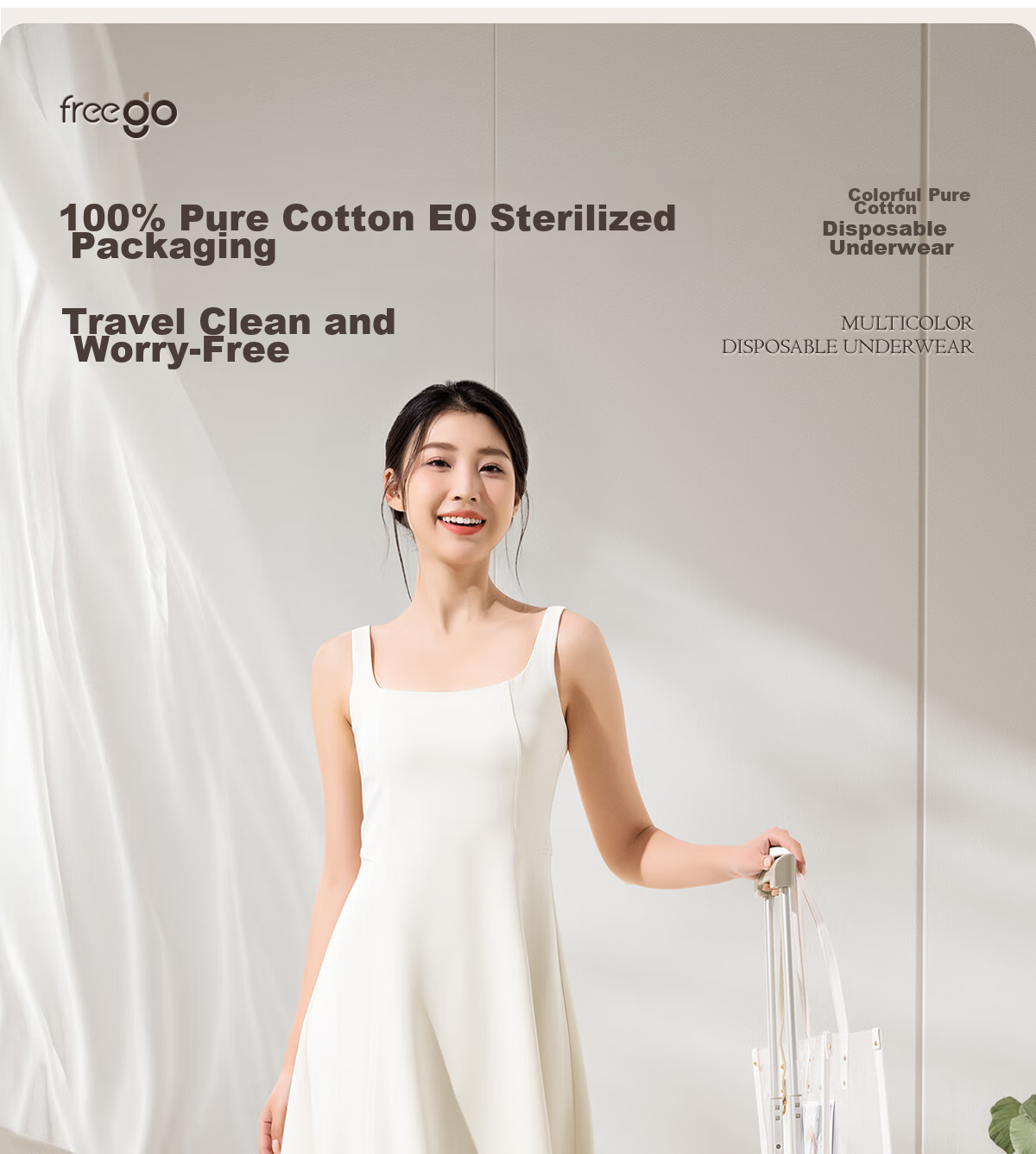 Freego Colored Pure Cotton Disposable Underwear for Women, Sterilized, No-Wash, Daily Disposable, for Pregnant Women, Postpartum, Menstrual Period, Travel, XL Size, 7-Pack 2