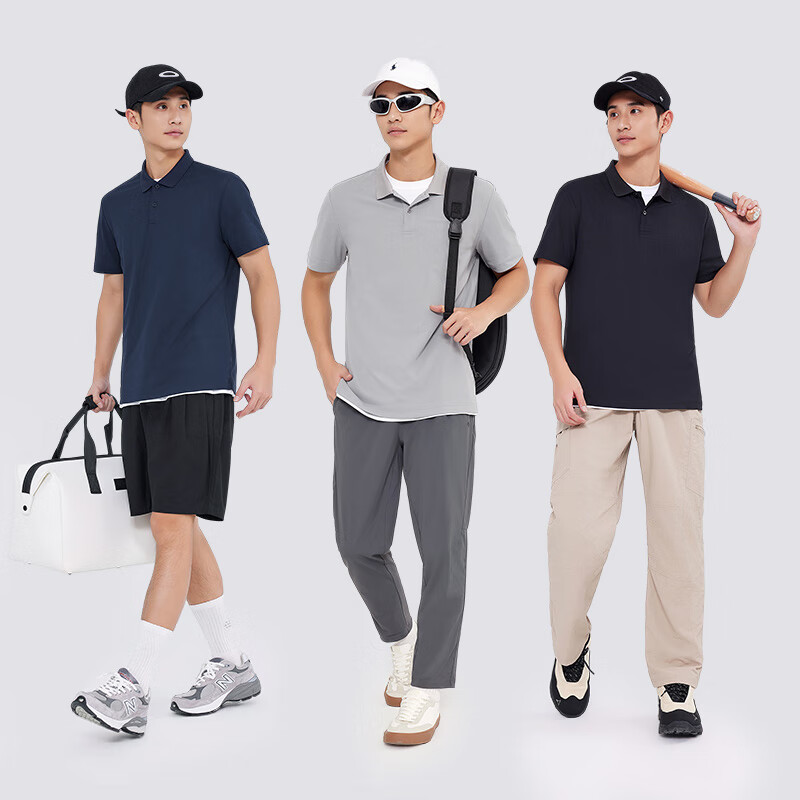 JD Jingzao Summer Men's Sports Short Sleeve T-Shirt Polo Shirt Running Fitness Outdoor Quick-Dry Top Navy Blue S