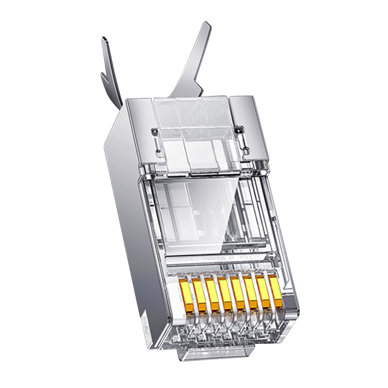 UGREEN CAT6 Shielded RJ45 Connectors, Gigabit Ethernet Network Plugs, 50U Gold-Plated Professional-Grade RJ45 Computer Network Cable Connectors, Two-Piece CAT6 Connectors, 10 Pieces, 20842