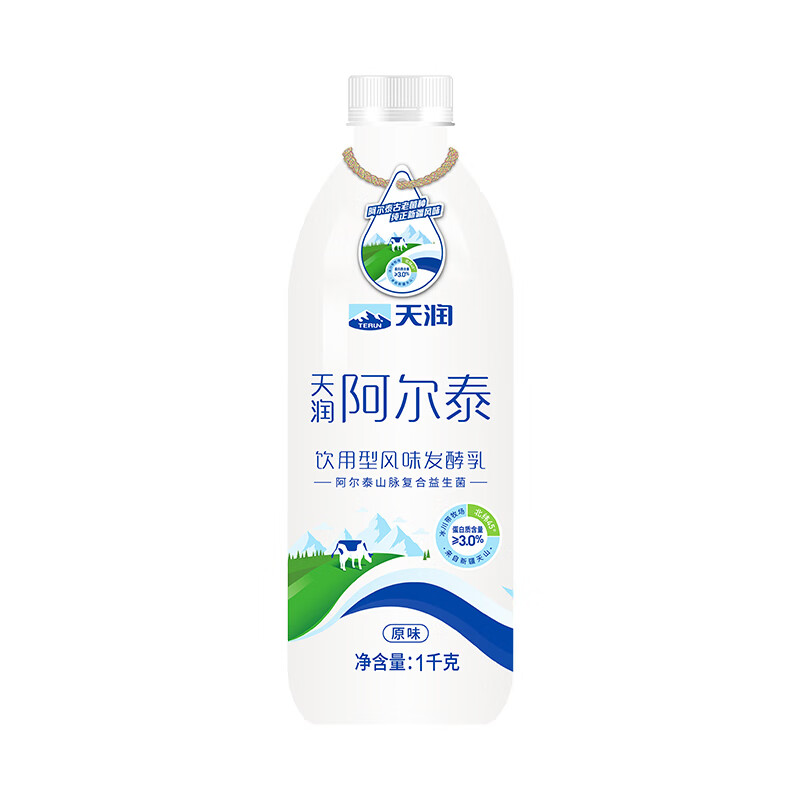 天润新疆特产 阿尔泰饮用型风味发酵乳低温酸奶 家庭装 1kg 酸奶