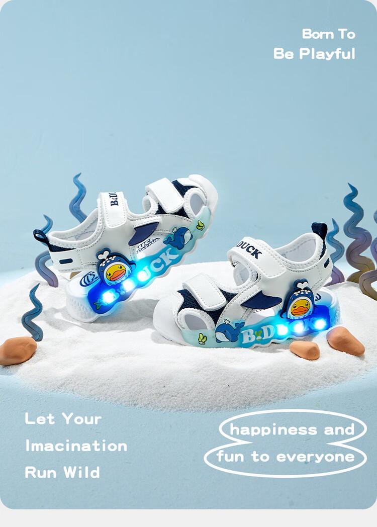 B.Duck Children's Sandals, Cartoon Fashionable Shoes for Boys And Girls, Summer Closed-Toe Beach Shoes, 5006 White-Pink, Size 30 19